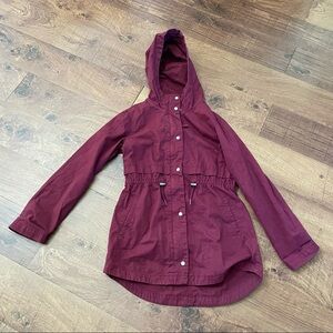 Girls old navy double closure coat/ jacket XL extra large 14 maroon hood